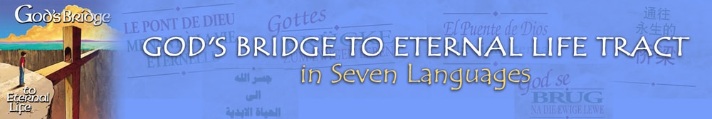 Gods Bridge to Eternal Life Tract in Seven Languages Illustrated in Color and Evangelistic